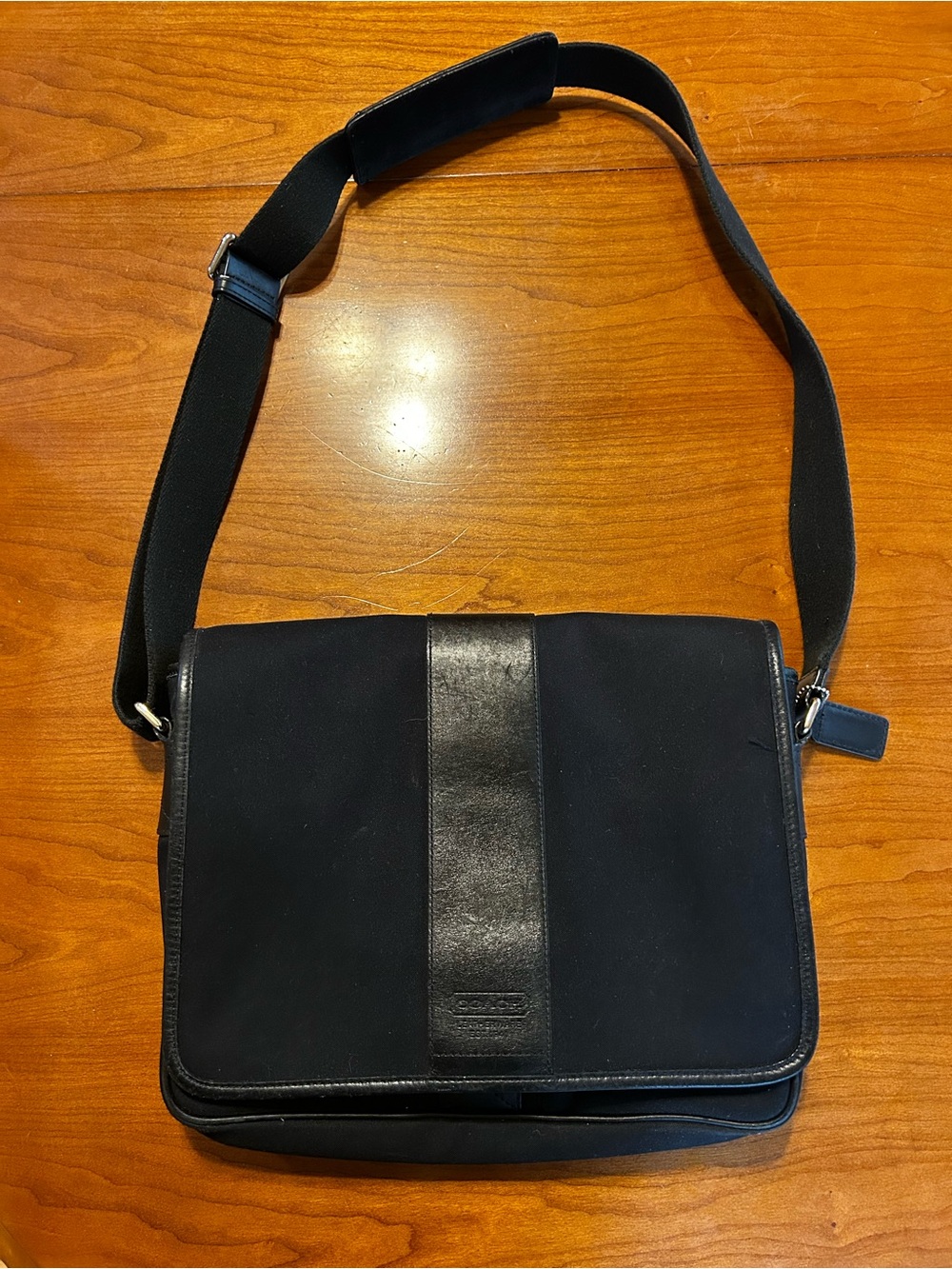 Coach Black Ballistic Nylon and Leather Messenger Laptop Bag G35-6411